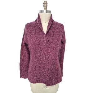 Eileen Fisher Italian Yarn Wool Blend Knit Sweater Heathered Pink/Purple Sz L